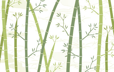 透過背景の竹と和柄な雲模様の背景素材（緑）
