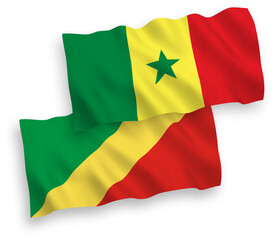 Flags of Republic of Senegal and Republic of the Congo on a white background