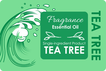 Tea tree fragrance, essential oil label or sticker
