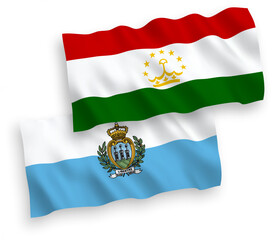 Flags of San Marino and Tajikistan on a white background