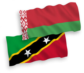 Flags of Federation of Saint Christopher and Nevis and Belarus on a white background