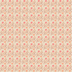 Flower doodle pattern seamless vector set on spring color tone