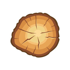 Round wood slice vector illustration. Cartoon drawing of part of tree, wood, timber and lumber isolated on white background. Construction materials, forestry concept