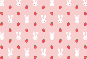 seamless pattern with rabbits and strawberries for banners, cards, flyers, social media wallpapers, etc.