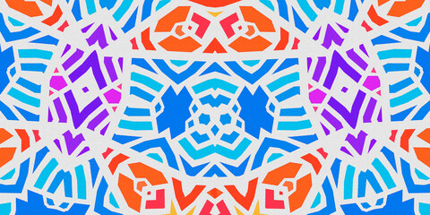 Colorful, textured and seamless ethnic pattern, illustration 
