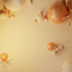 abstract yellow background with balls - 3d render illustration