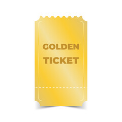 Golden ticket isolated on white background. Vector illustration