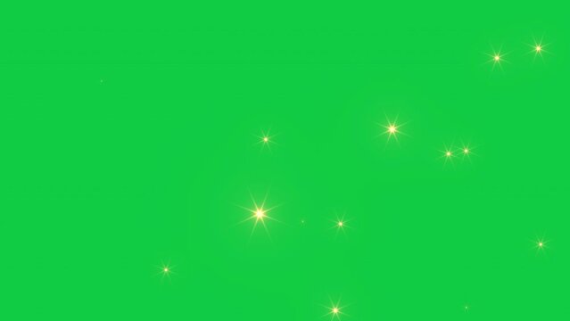 golden sparkle stars green screen background