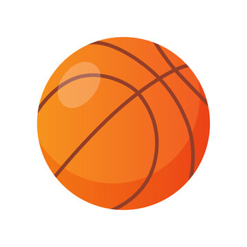 Basketball ball on white background. Sport ball on white background cartoon illustration. Sports game, equipment, hobby concept