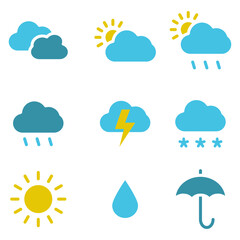 weather icons set vector design - obrazy, fototapety, plakaty