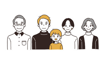 二世帯家族のイラスト