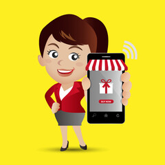 People Set - E-shopping. Mobil payments