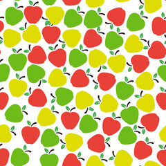 Seamless pattern with apples on a white background