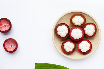 Mangosteen on white background.