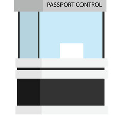 passport control counter for international departure arrival passenger in airport terminal in isolated minimal design