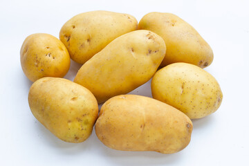 Raw potatoes isolated on white background