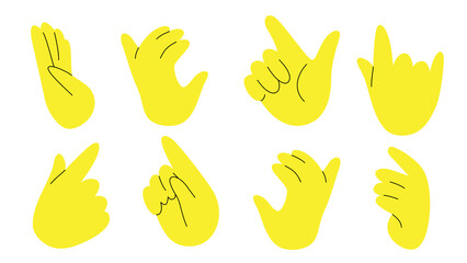 Funky Hands Different Gestures Colored
