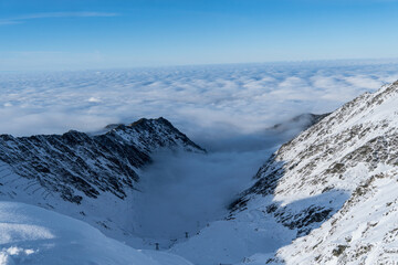 snow covered mountains, The Valley of the Lady, Fagaras Mountains, Romania 