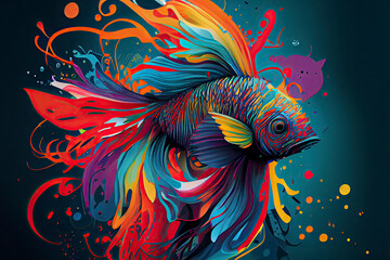 Obraz premium Colorful Siamese fighting fish or betta fish swimming