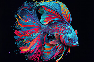 Obraz premium Colorful Siamese fighting fish or betta fish swimming