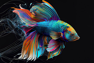 Fototapeta premium Colorful Siamese fighting fish or betta fish swimming