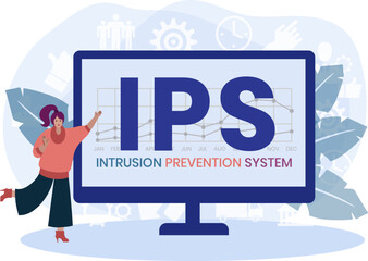 IPS - Intrusion Prevention System acronym. business concept background. vector illustration concept with keywords and icons. lettering illustration with icons for web banner, flyer, landing page