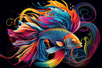 Fototapeta premium Colorful Siamese fighting fish or betta fish swimming