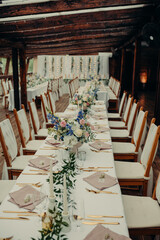 Wedding decoration with flowers in beautiful place