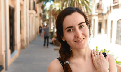 A young girl travels across the southern country. Holidays in the tropics