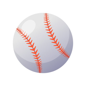 Baseball ball on white background. Sport ball on white background cartoon illustration. Sports game, equipment, hobby concept