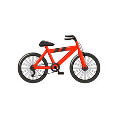 Red bicycle for children vector illustration. Cartoon design of kids toy or transport isolated on white background. Childhood, transportation, sports, adventure concept