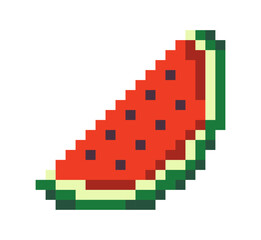Obraz premium Slice of watermelon with seeds, pixel art design