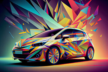 Colorful sports car - abstract illustration