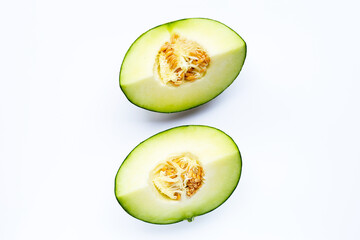 Cantaloupe melon isolated on white.