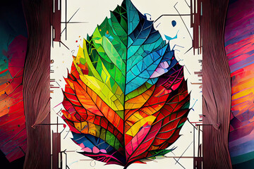 Fall season colorful transparent leaf geometric elements