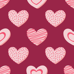 Fototapeta na wymiar Valentines day vector seamless pattern. Doodle hand drawn illustration of cute romantic love background..