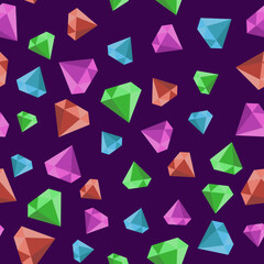 Seamless pattern with gems on a purple background