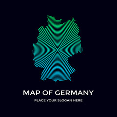 Map of german vector illustration. This graphic use technology symbol with green blue color. Global Technology and Business Connection