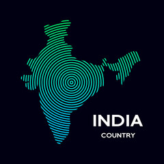 Naklejka premium Map of India vector illustration. This graphic use technology symbol with green blue color. Global Technology and Business Connection