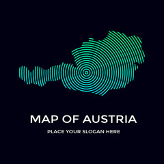 Map of Austria vector illustration. This graphic use technology symbol with green blue color. Global Technology and Business Connection