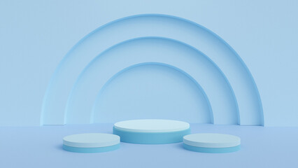 Geometric base in pastel colors for displaying products. pink cylinder background empty stage 3d rendering