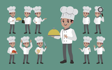 Set of chef with different poses