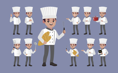 Set of chef with different poses
