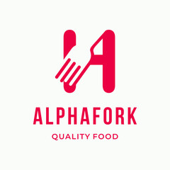 Abstract Fork culinary initial letter H typography custom logo design restaurant vector illustration