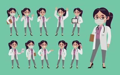 Obraz premium Set of doctor with different poses