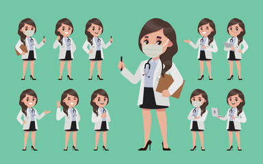 Fototapeta premium Set of doctor with different poses