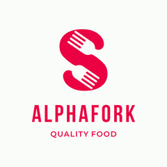 Abstract Fork culinary initial letter S  typography logo custom logo design restaurant vector illustration