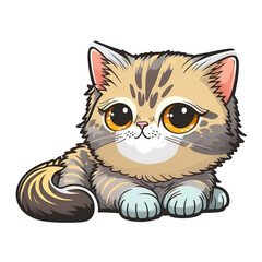 Obraz premium Cute Kitty Sticker Design Generative AI