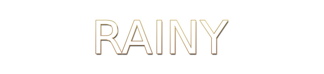 rainy golden typography banner on transparent background