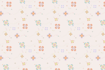 Pattern with floral geometric elements in pastel tones, vector abstract background for design